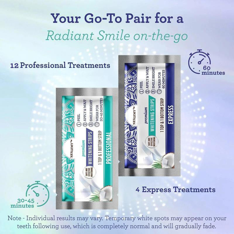 NESLEMY Teeth Whitening Strips - 16-Day Treatment with Non-Slip, Dry Strip Technology - Whitening Designed with Care for a Brighter Smile