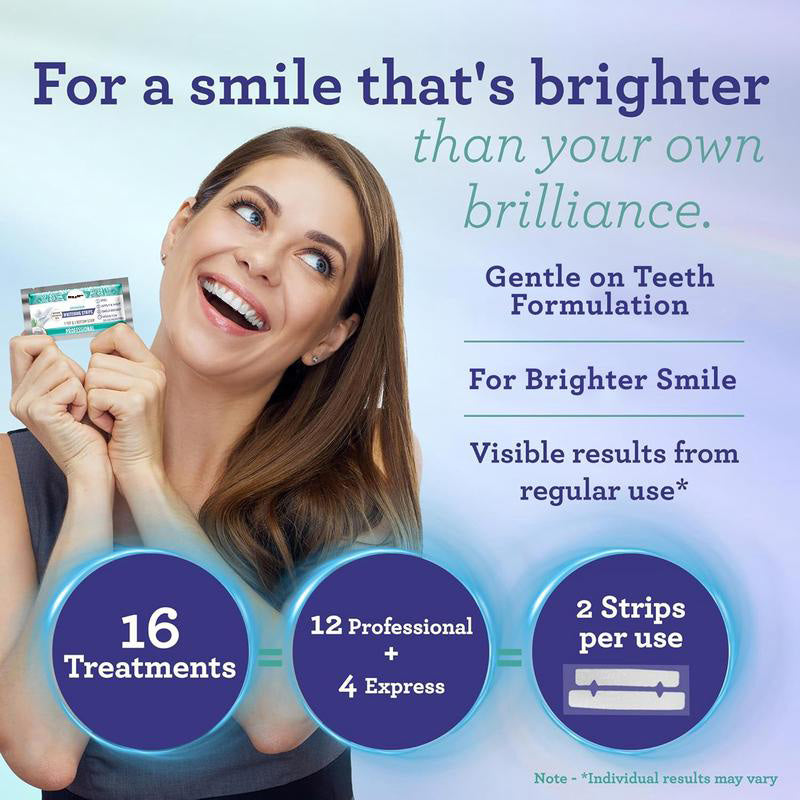 NESLEMY Teeth Whitening Strips - 16-Day Treatment with Non-Slip, Dry Strip Technology - Whitening Designed with Care for a Brighter Smile